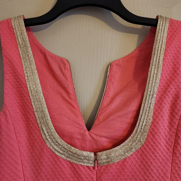 Lilly Pulitzer Pink Midi Dress with Gold Accents Beautiful for Easter - Picture 6 of 9